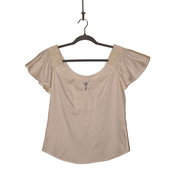 DIANE VON FURSTENBERG NEW $298 Scoop Neck Pleated Shoulder Blouse Size 6 - Picture 1 of 4